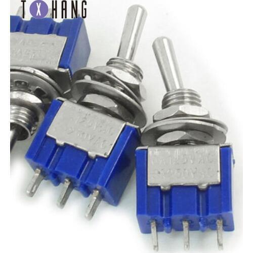 5pcs Mini Toggle Switch SPDT 6A 125V AC / 3A 250V AC Mini Toggle Switch 3-pin Electronics Compatible Board
