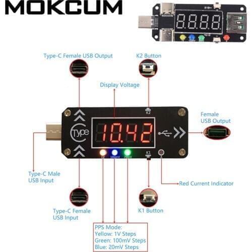 5V/9V/12V/15V/20V/PPS PD2.0 PD3.0 USB Charging Trigger Charger Voltmeter Ammeter Type-C USB Decoy Device for PD Charger