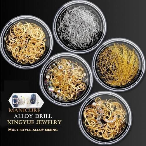 5style Moon & Star Nail Glitter Rhinestones Jewelry Charms Gems Metal Slice Rivet DIY 3D Flat Back Nail Art Decorations Choose