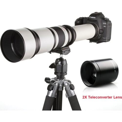 650-1300mm F8.0-16 Manual Super Telephoto Zoom Lens+2X Teleconverter Lens with Bag for Canon Nikon Pentax Olympus Sony Fuji DSLR