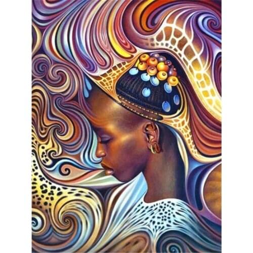 African Woman DIY 11CT Embroidery Cross Stitch Kits Needlework Craft Set Cotton Thread Printed Canvas Home Decoration Room