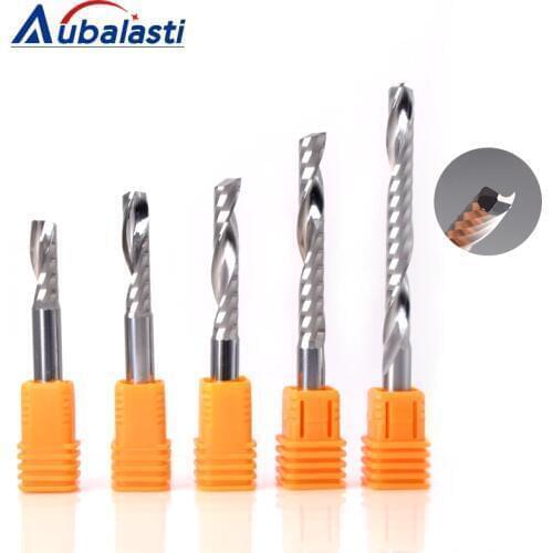 Aubalasti 6mm one Flute Spiral Cutter Router Bit CNC End Mill For MDF Carbide Milling Cutter Tugster Steel Router Bits for Wood