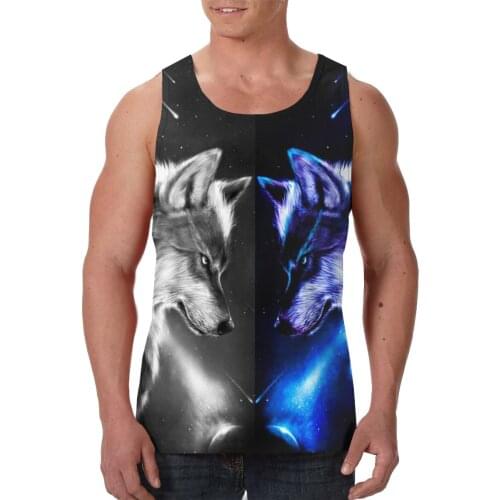 Brand Harajuku Cool Wolf Workout Men Tank Tops Fitness Sleeveless Shirt Mens Bodybuilding Men Sportswear Vest Muscle Singlet