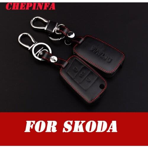 CHEPINFA Leather Car Key Cover Case For VW Golf Bora Jetta POLO GOLF Passat For Skoda Octavia A5 Fabia For SEAT Ibiza Leon