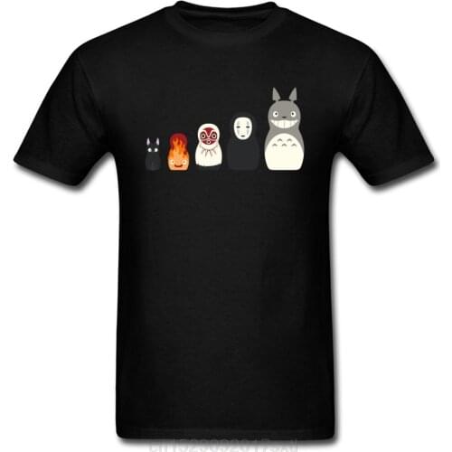 Doll Friends T-shirt Russian Matryoshka T Shirt Men Tshirt Faceless Totoro Mononoke Anime Tops Tees Black Clothing