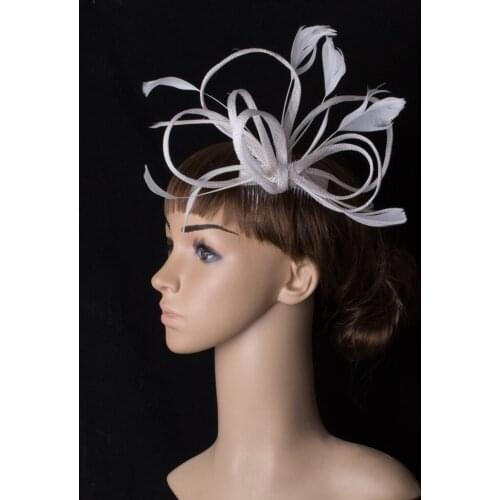 Women Charming Wedding Race Lady Fascinator Hats Hair Clips Feather Headwear Headbands Church Events Hair Accessories MYQ091