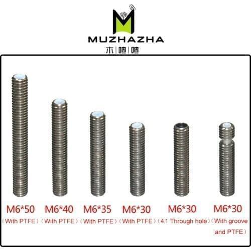 Stainless Steel Throat Long M6 30mm 40mm Threaded For MK8 MK9 1.75mm Filament 3D Printers Parts Tube Full Metal Part 4.1