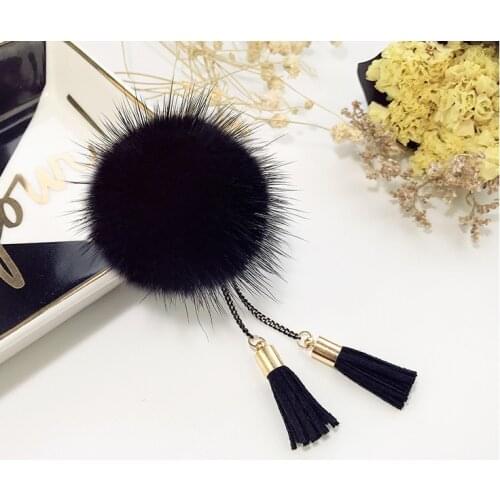 I-Remiel Korean Fashion New Retro Minimalist Mink Fur Ball Tassel Brooch Corsage Lapel Pin Badge Shirt Collar Women Accessories