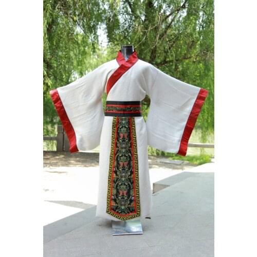 Chinese Folk Dance Costume White /black Ancient Chinese Robe for Men Hanfu Costumes Dynasty Costume Dance Performance Stage