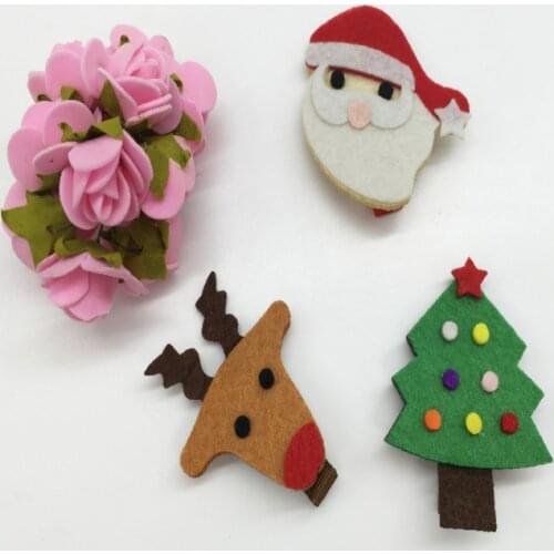 15pcs Fashion Cute Felt XMAS Hairpins Deer Christmas Santa Claus Tree Hair Clips New Year Party Headwear Hair Accessories