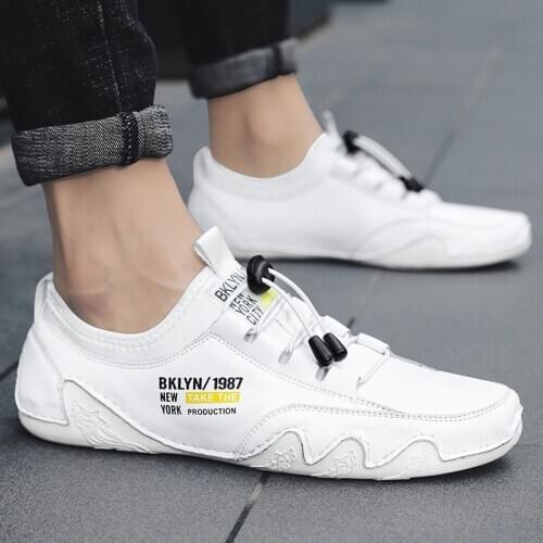 Genuine Leather Men Loafers Dress Shoes outdoor fashion Slip On Male Shoes Casual Shoes Man black white Party shoes Footwear