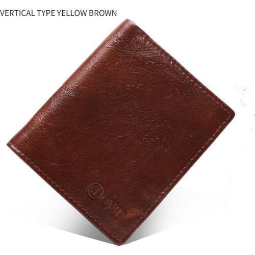 Mens Wallet Vintage Style Genuine Leather Men Slim Short Wallet Male Small Purse Credit Card & RFID Card Holder Male Walllet