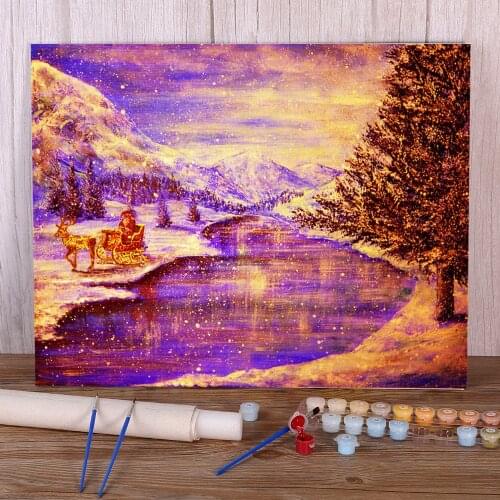 Natural Scenery Christmas Eve DIY Painting By Numbers Package Oil Paints 40*50 Canvas Painting Paintings For Children Art