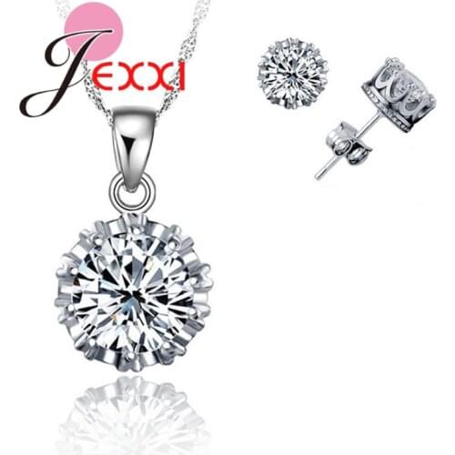 Great Shinning Round Cubic Zirconia Fashion Precious Pure 925 Sterling Silver Jewelry Sets Good Wedding Jewelry Accessory