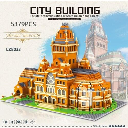 International famous school architecture nanobricks America Harvard University micro diamond block building bricks toys