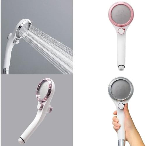 Bath Shower Head High Pressure Jetting Bathroom Pressurized Saving Water ShowerHead SPA Nozzle With Switch On/Off Button Stop