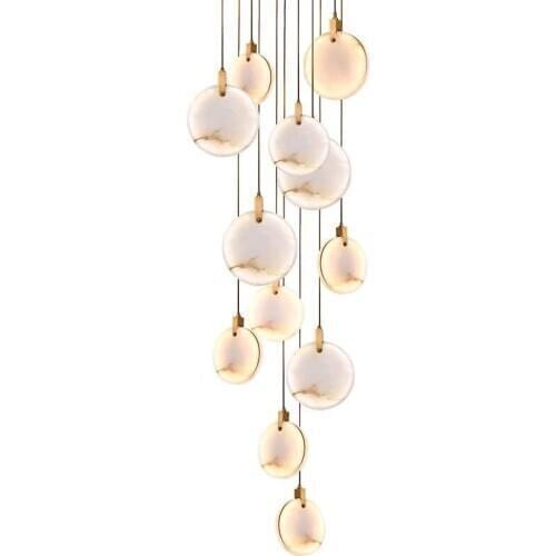 New gold LED chandelier modern marble lamp AC110V 220v long staircase chandeliers bar lights