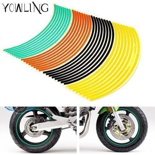 New! 16 Strips Universal Wheel Stickers And Decals 14" 17" 18" Rim Tape Bike Motorcycle Car Tape 7Colors Car Styling
