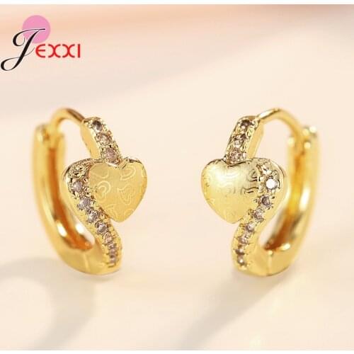 2021 New Wholesale Personality Exquisite Hoop Earring Hollow Gold Zircon Heart Earrings For Women Jewelry Ear Nail