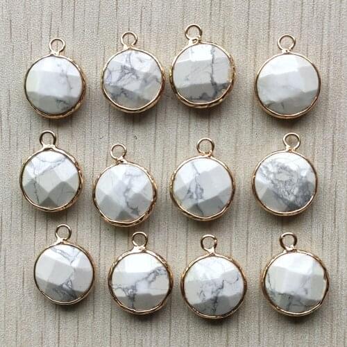 New fashion good quality Natural stone pendants 14mm Connector charms for bracelets Jewelry Making 12pcs/lot wholesale free