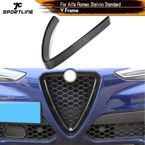 Carbon Fiber Front Grill Mesh Frame Cover for Alfa Romeo Stelvio Standard SUV 4 Door 2017 2018 2019 TI