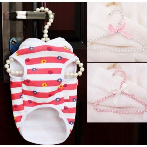 Dog Puppy Cat Kitten Matching Clothes Stand Pearl Pet Hanger Pink White Durable Chirldren Clothing Hangers 20*16.5cm