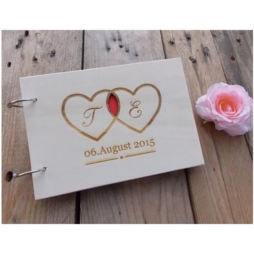 Custom hearts marriage wedding Wooden Hearts Guest book Memory album engraved Alternative guestbooks birthday party favors