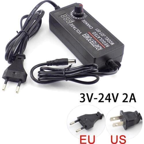 Adjustable AC DC 3V 24V 2A 100-220V 48W Power Supply 5.5*2.5mm adaptor adaptadores for Led Strip Light lamp CCTV Power Adapter