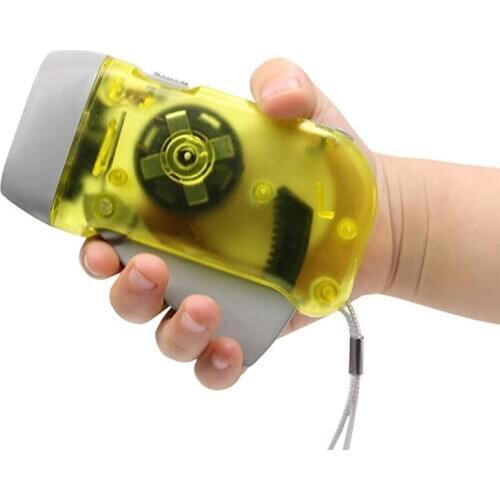 Hand Pressing Dynamo Crank Flashlight 3 LED Torch outdoor Emergency Light camping hiking Survival Tools Random Color