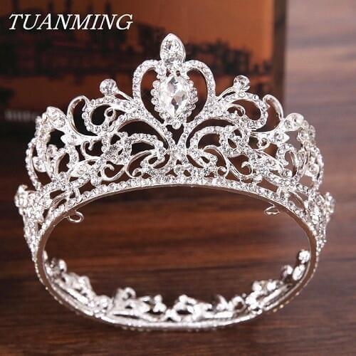 Silver Color Crystal Crown Princess Tiara Wedding Hair Accessories Round Small Crown For Princess Girl Hair Ornament For Wedding