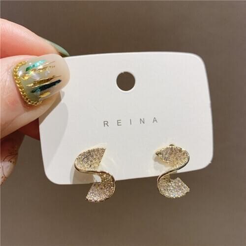 S925 Needle Stud Earrings For Women Korean Crystal S-shaped Rotating Earrings And Earrings Jewelry Wholesale