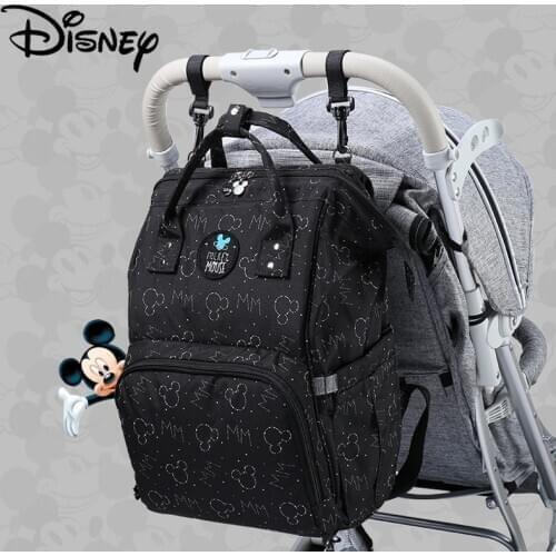 Disney Mickey USB Diaper Bag Stroller Mummy Backpack Baby Care Bags Large Maternity Nappy Bag Travel Hook Black Red Colorful New