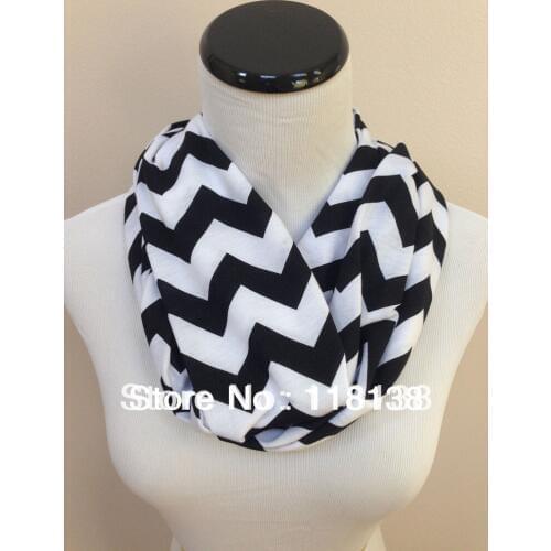 Jersey Knit Chevron Infinity Scarf Loop Circle Cowl Ladies Fashion Accessories Soft Womens Gift Double Layers, Free Shipping