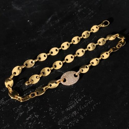 UMGODLY Brand Fashion Necklace Top Quality Rose Gold Color Sailor Buckle Choker Chain Cubic Zirconia Sliding Hoops Women Jewelry