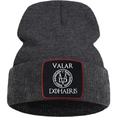 Valar Dohaeris Fashion Print 2020 Beanie Hat Foldable Flexible Bonnet Cap Unisex Knitted Caps Winter Thick Sport Skullies Hats