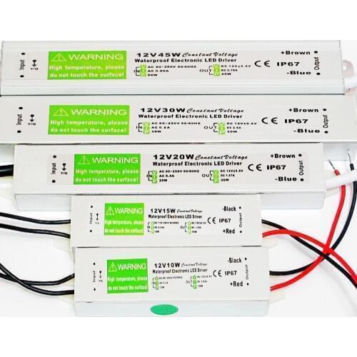 IP67 Waterproof 12V LED Driver 10W 15W 20W 24W 30W 36W 45W 50W 60W 80W 100W 120W 150W Power Supply for LED Strip 3528 5050