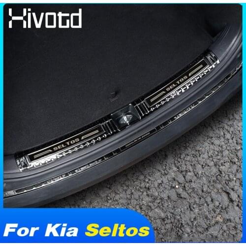 Rear Bumper Protector Trunk Sill Scuff Plate Cover Guard Stainless Steel Interior Parts For Kia Seltos KX3 2020 2021 Accessories