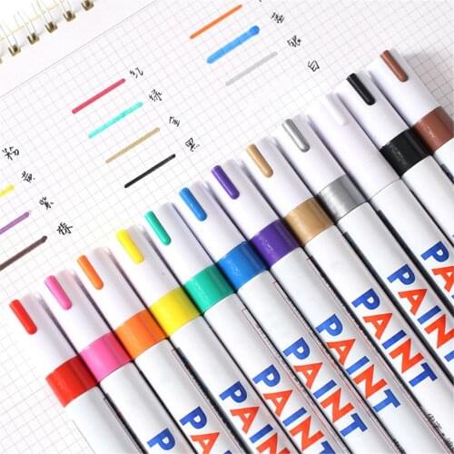 1pc Color Highlighter Metallic Graffiti Painting Marker Oily Pen Waterproof Permanent Marker Marker Pen School Stationery
