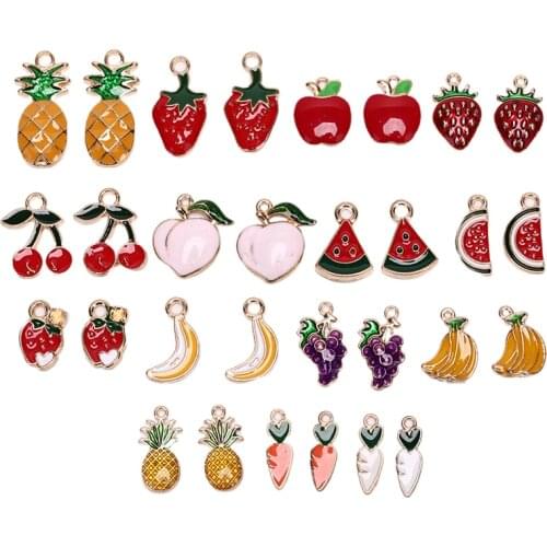 30PCS Enamel Pineapple Fruit Charms Pendant DIY Jewelry Making Necklace Bracelet