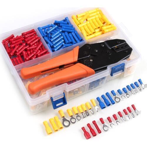 780Pcs Insulated Terminals Set Electrical Wire Crimp Cable Ring Spade Bullet Piggy Back Connectors Kit with Crimping Plier