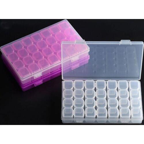 80pcs 28 Slots Adjustable Clear Plastic Storage Box Case Jewelry Makeup Bead Organizer For Home Organization ZA5257