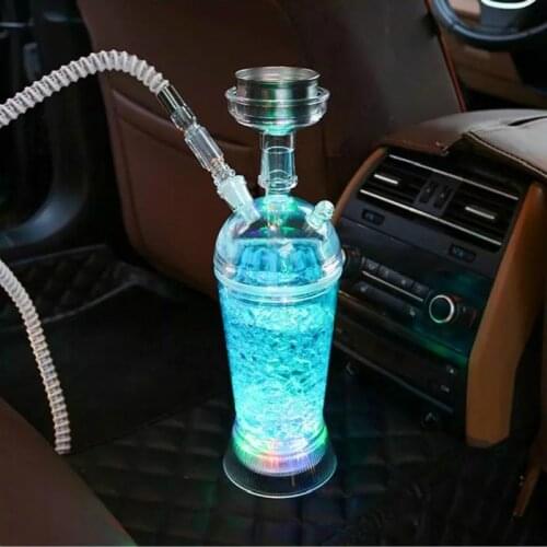 High jelly Acrylic 9.5x32.5 Cm Hookah Shisha Set Transparent Narguile Shisha Complete Chicha Bowl Water Hose Led Light Vase