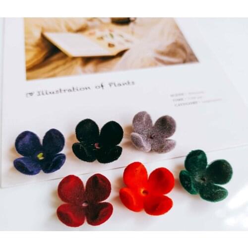 Flower Wool Goods Pendant Necklace Beads Earring Accessories Supplies for Jewelry Making Diy Material 10pcs