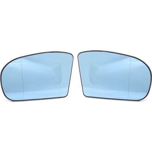 For Benz C-Class W203 2001-07 Side Rearview Mirror Glass Blue +Plate Heated Pair