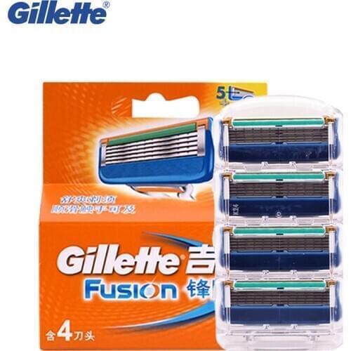 Gillette Fusion Shaving Razor Blades For Men Beard Shavers High Quality Blades Refills More Smooth 4 Heads/Pack