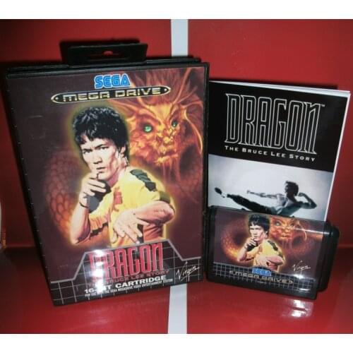 Dragon - The Bruce Lee Story EU Cover with Box and Manual For Sega Megadrive Genesis Video Game Console 16 bit MD card