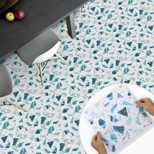 Terrazzo Design Waterproof Bathroom Floor Stickers Peel Stick PVC Self Adhesive Floor Tiles Kitchen Decor Non Slip Floor Decal