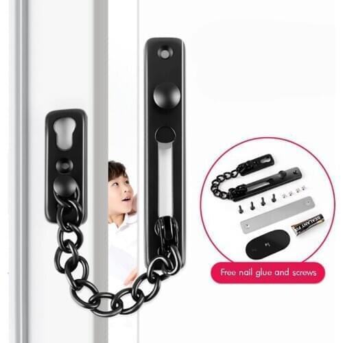 2 Way Install Thick Door Chain Lock with Spring Stainless Steel Door Security Chain Guard, Heavy Duty Latch Lock for Inside Door