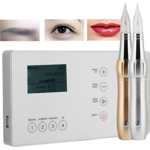 MTS Electric Coreless Tattoo Machine Semi-Permanent Fog Eyebrow Eyeliner Drift Lip Tattoo Beauty Instrument US Plug 100-240V New