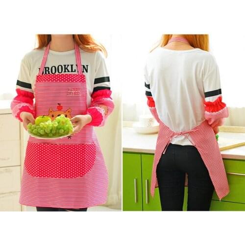 Apron Over Arm Sleeves Set Women Kitchen Cooking Bib Aprons with Pockets A1